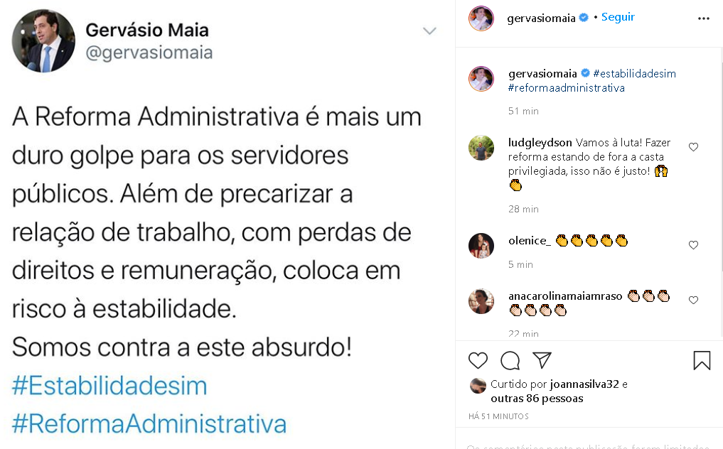 reforma administrativa instagram
